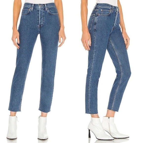Re/Done Jeans 90s HR Ankle Crop Button Fly Seventies AF 31 NWT - Picture 7 of 7